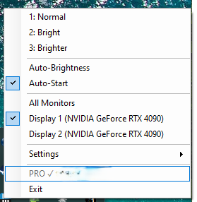 Settings window